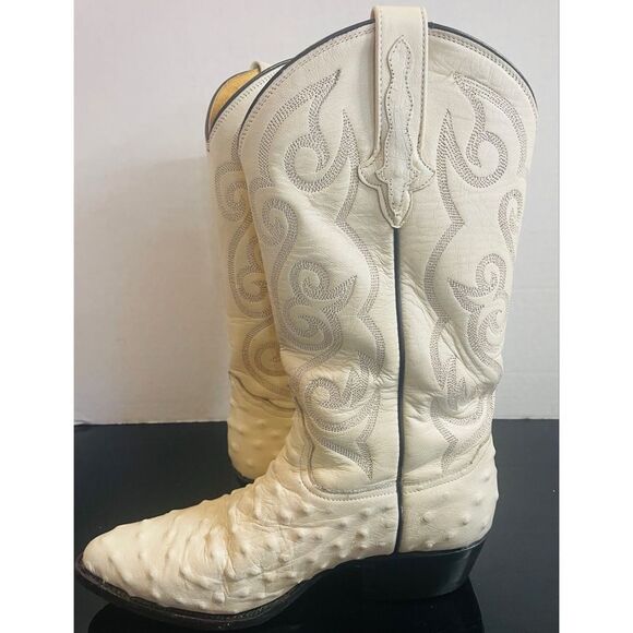 RARE🔥 RUDEL Ivory Goat Ostrich Cowboy Leather Boots Men's Size 7.5 EEWestern - Picture 10 of 15